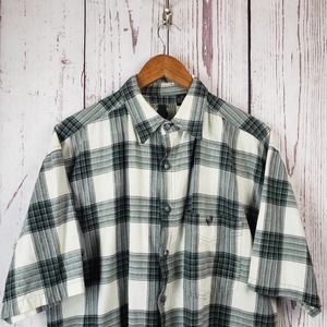 In Private Button Down Shirt Mens Size Large Plaid Short Sleeve Cotton Green